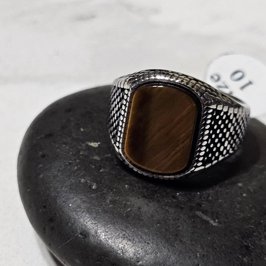 Tiger Eye Stone Ring - Premium Stainless Steel Natural Gemstone
