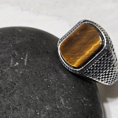 Tiger Eye Stone Ring - Premium Stainless Steel Natural Gemstone