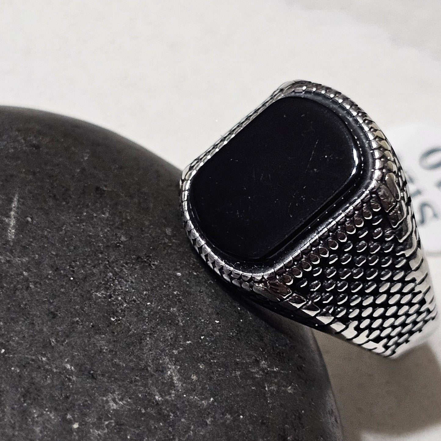 Black Onyx Stainless Steel Ring – Bold Statement Ring for Strength & Style