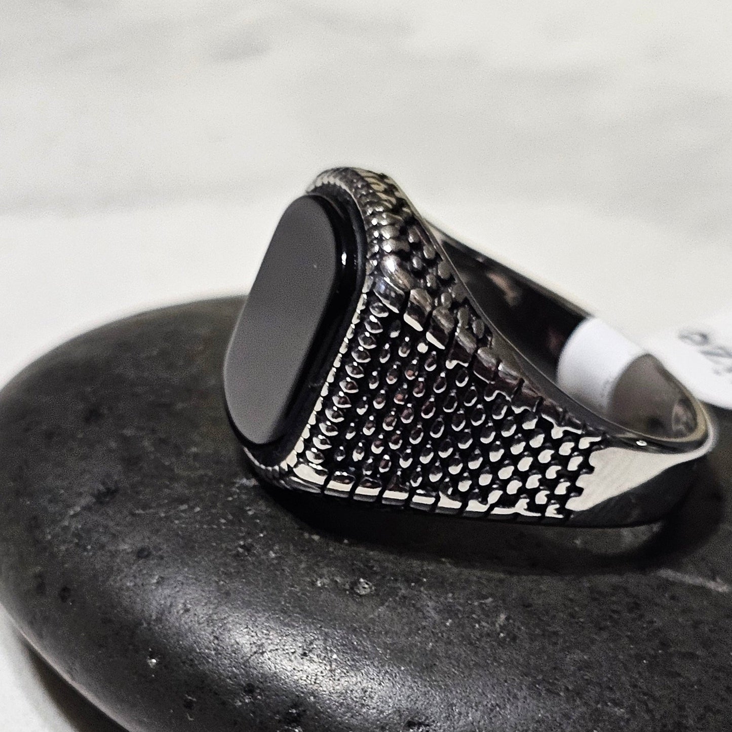 Black Onyx Stainless Steel Ring – Bold Statement Ring for Strength & Style