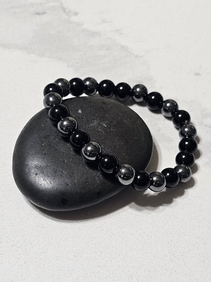 Premium Black Obsidian & Hematite Bracelet – Natural Stone Bracelet