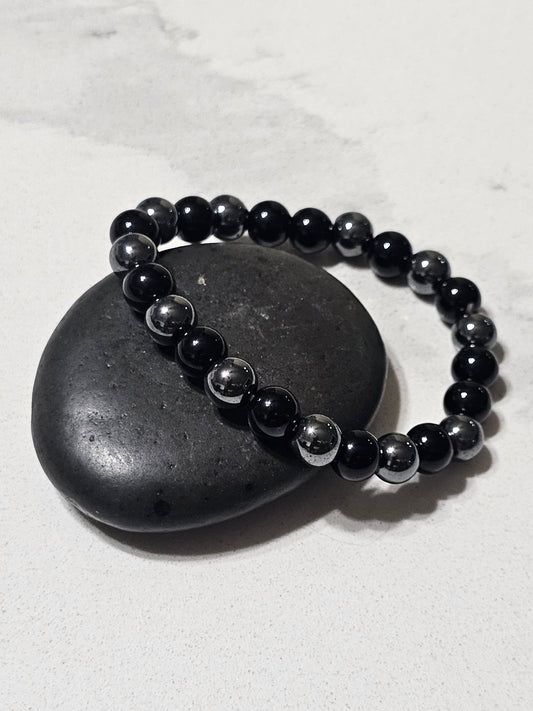 Premium Black Obsidian & Hematite Bracelet – Natural Stone Bracelet