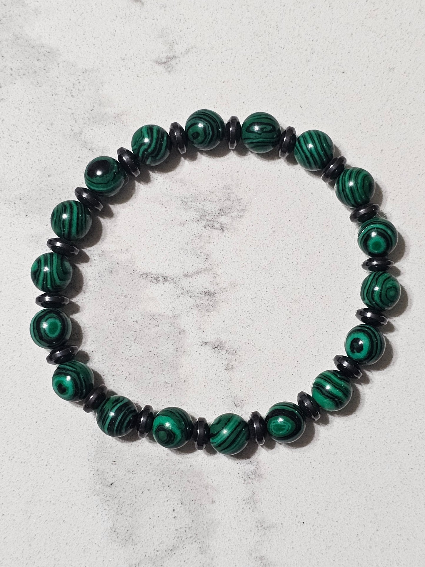 Natural Malachite & Hadid (Hematite) Bracelet – Premium Green Stone Bracelet