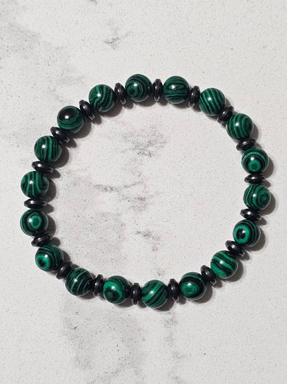 Natural Malachite & Hadid (Hematite) Bracelet – Premium Green Stone Bracelet
