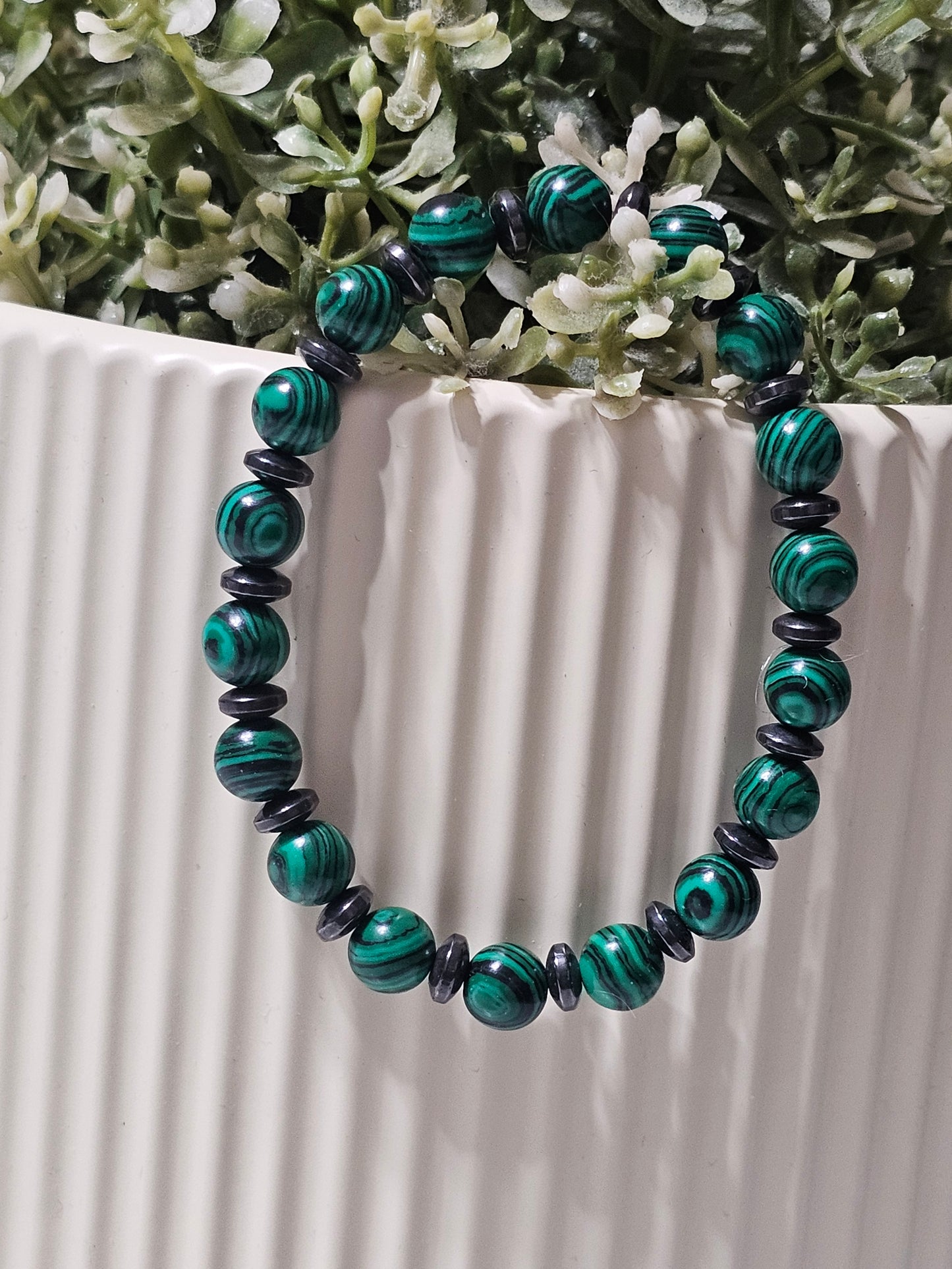 Natural Malachite & Hadid (Hematite) Bracelet – Premium Green Stone Bracelet