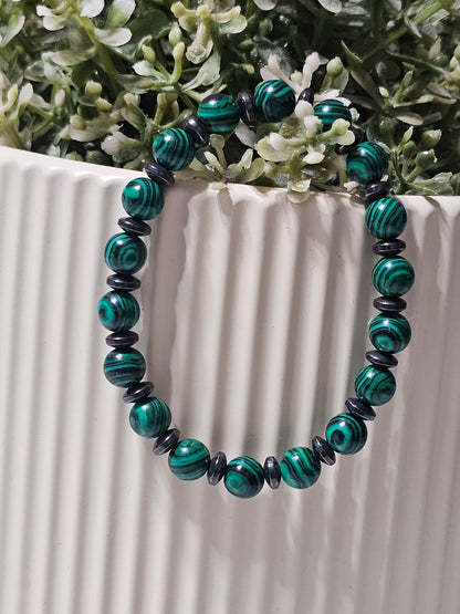 Natural Malachite & Hadid (Hematite) Bracelet – Premium Green Stone Bracelet