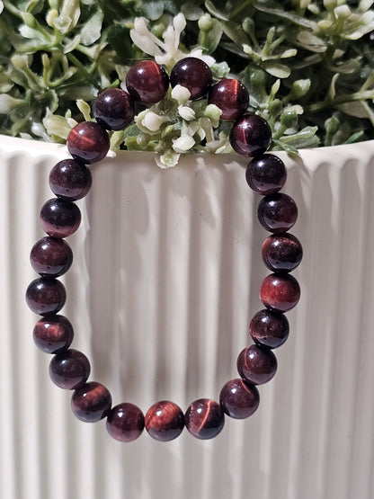 Premium Tiger Eye Stone Bracelet – Red, Blue & Green Natural Beads