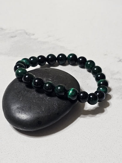 Premium Tiger Eye Stone Bracelet – Red, Blue & Green Natural Beads