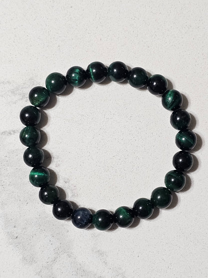 Premium Tiger Eye Stone Bracelet – Red, Blue & Green Natural Beads