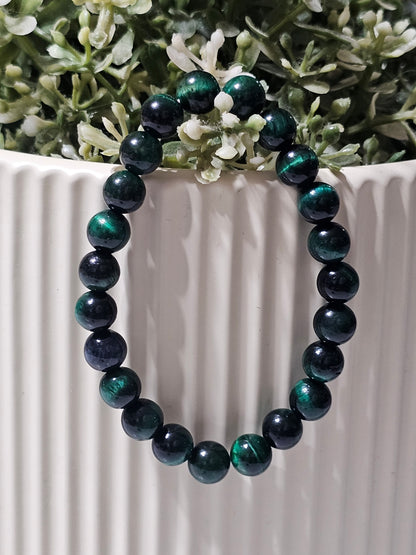 Premium Tiger Eye Stone Bracelet – Red, Blue & Green Natural Beads