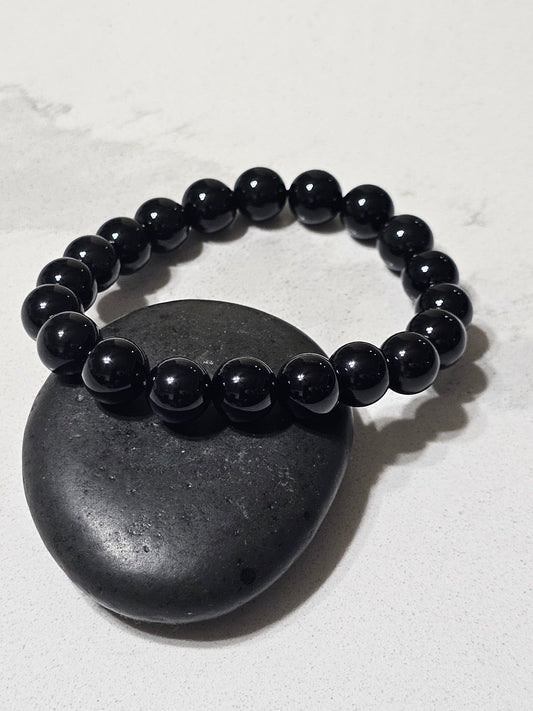 Natural Black Obsidian Bracelet – Protective Stone Bead Bracelet for Strength, Focus & Everyday Style