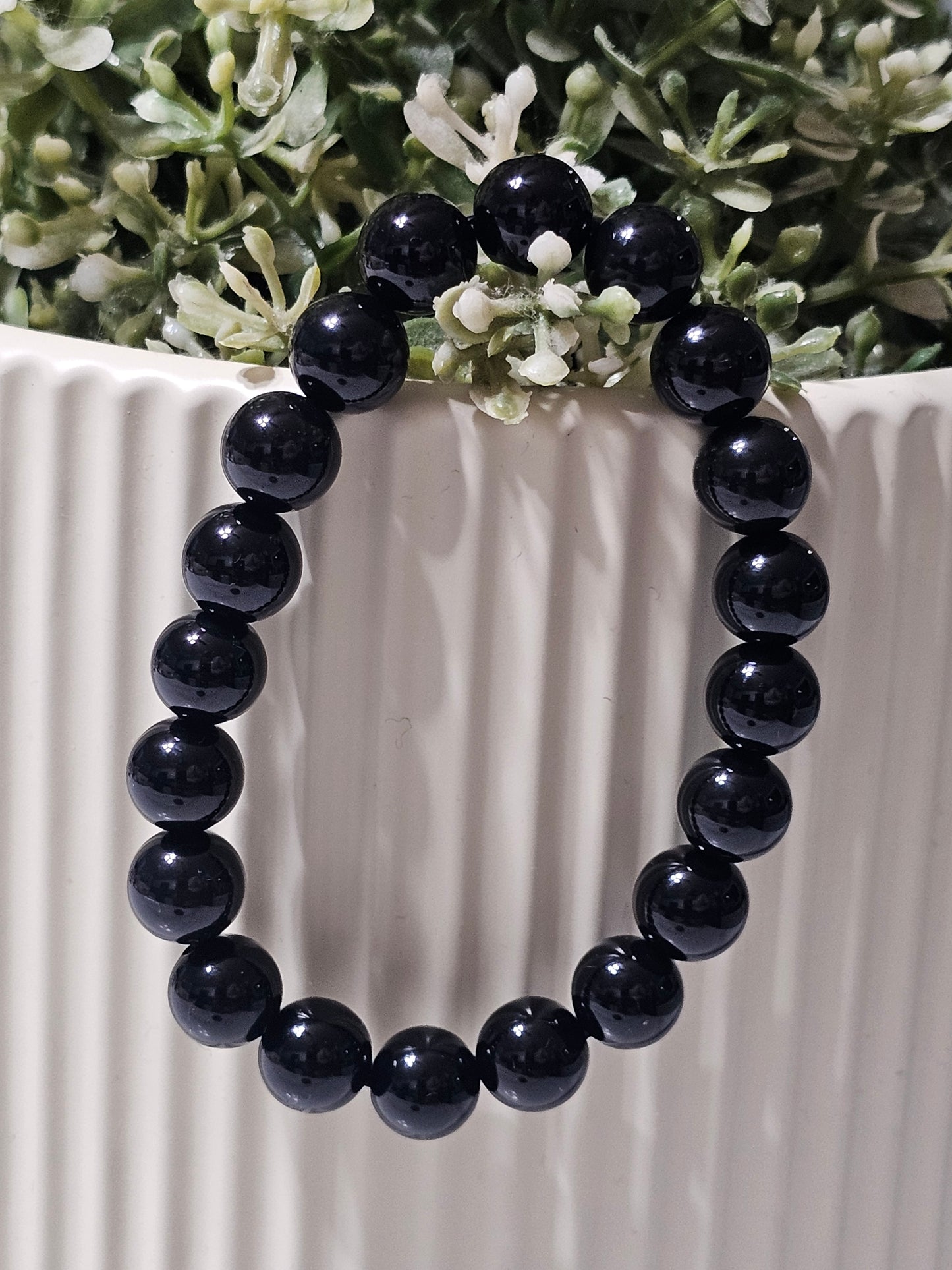 Natural Black Obsidian Bracelet – Protective Stone Bead Bracelet for Strength, Focus & Everyday Style