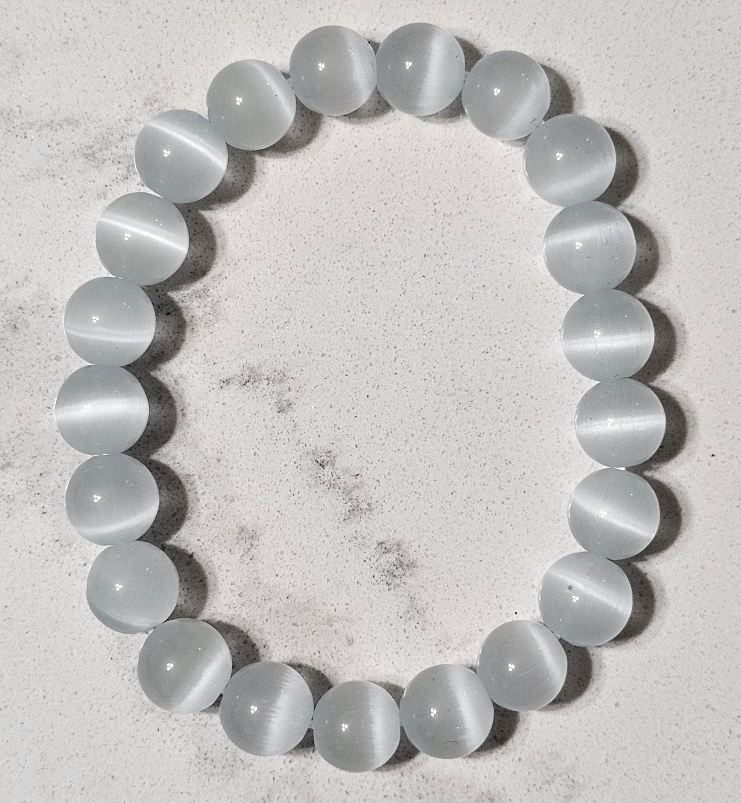 Cat Eye Stone Bracelet – Natural Bead Bracelet in White & Blue for Protection, Focus & Everyday Style
