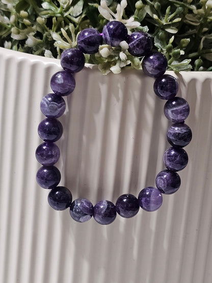 Natural Amethyst Stone Bracelet – Deep Purple Bead Bracelet for Calm, Clarity & Timeless Elegance