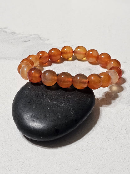 Natural Aqeeq Ahmar (Carnelian) Stone Bracelet – Red Agate Bead Bracelet for Strength, Barakah & Timeless Style