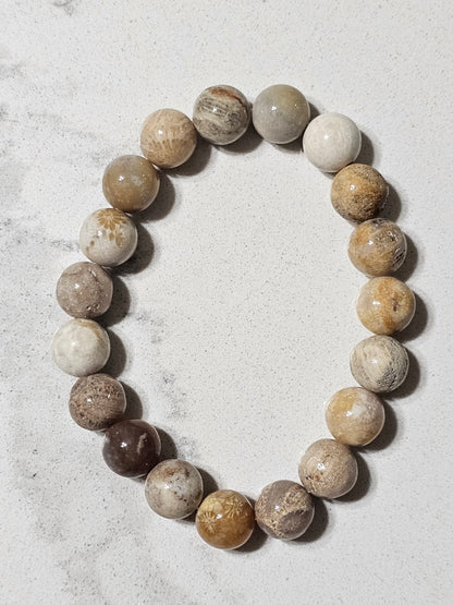 Natural Coral Stone Bracelet – Earth-Tone Bead Bracelet for Calm, Balance & Timeless Style