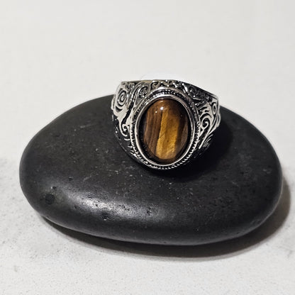 Vintage Stone Signet Rings for Men – Turquoise, Onyx & Tiger Eye Stainless Steel Rings | Bold Classic Gemstone Collection