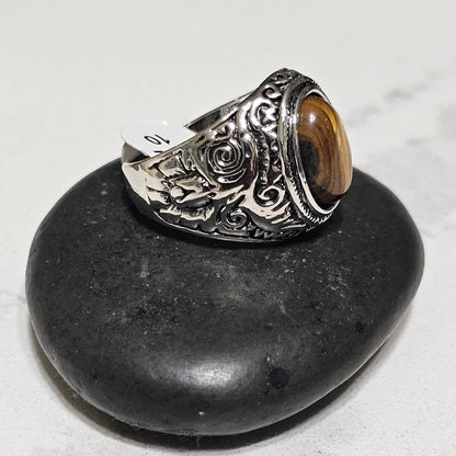 Vintage Stone Signet Rings for Men – Turquoise, Onyx & Tiger Eye Stainless Steel Rings | Bold Classic Gemstone Collection