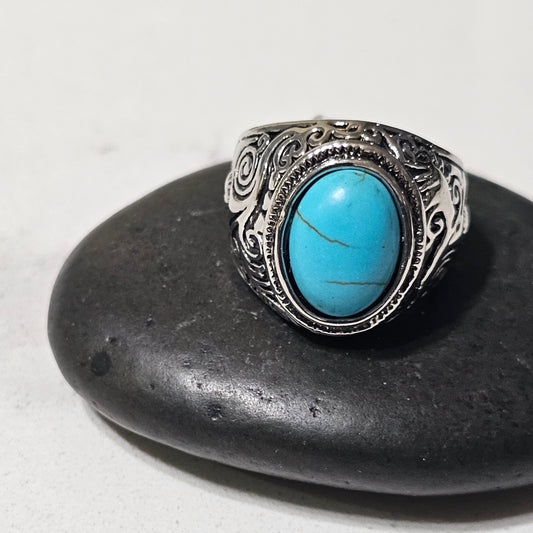 Vintage Stone Signet Rings for Men – Turquoise, Onyx & Tiger Eye Stainless Steel Rings | Bold Classic Gemstone Collection