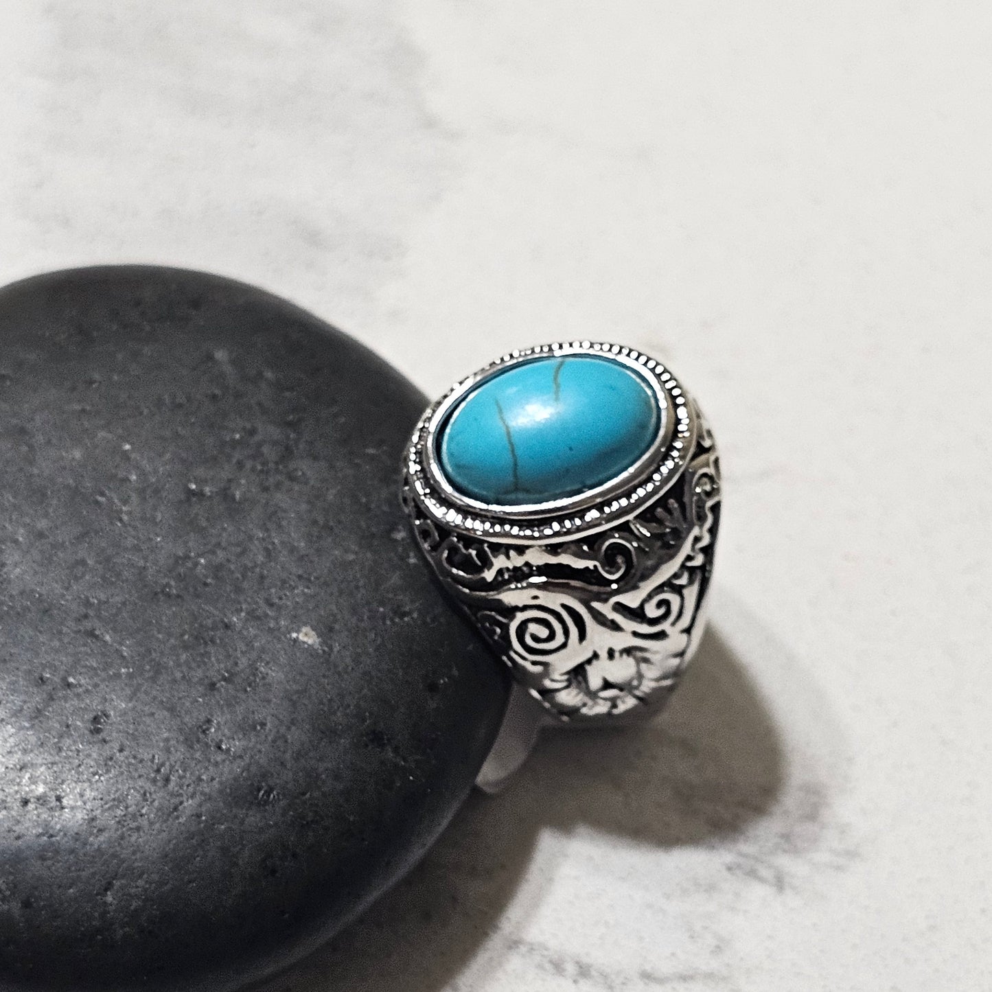 Vintage Stone Signet Rings for Men – Turquoise, Onyx & Tiger Eye Stainless Steel Rings | Bold Classic Gemstone Collection