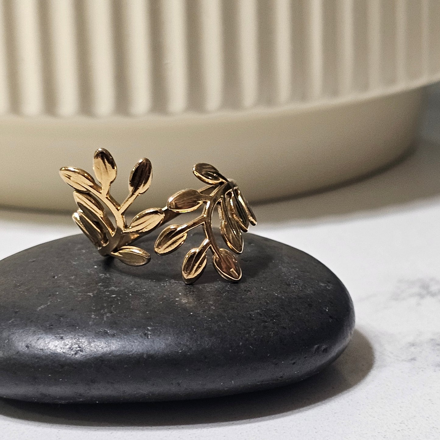 Nature-Inspired Elegant leaf branch Adjustable Ring | Delicate Botanical Statement