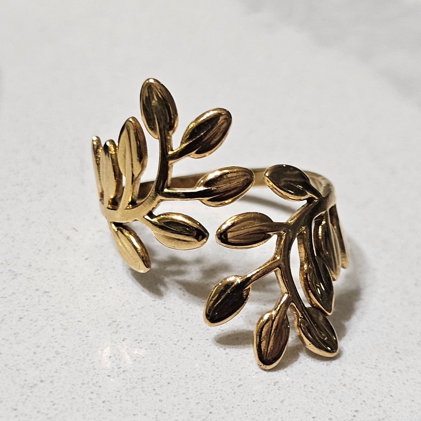 Nature-Inspired Elegant leaf branch Adjustable Ring | Delicate Botanical Statement