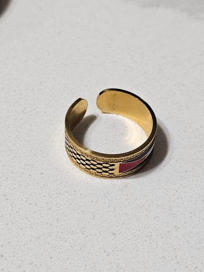 Palestine Flag Adjustable Open Band Ring for Solidarity & Style