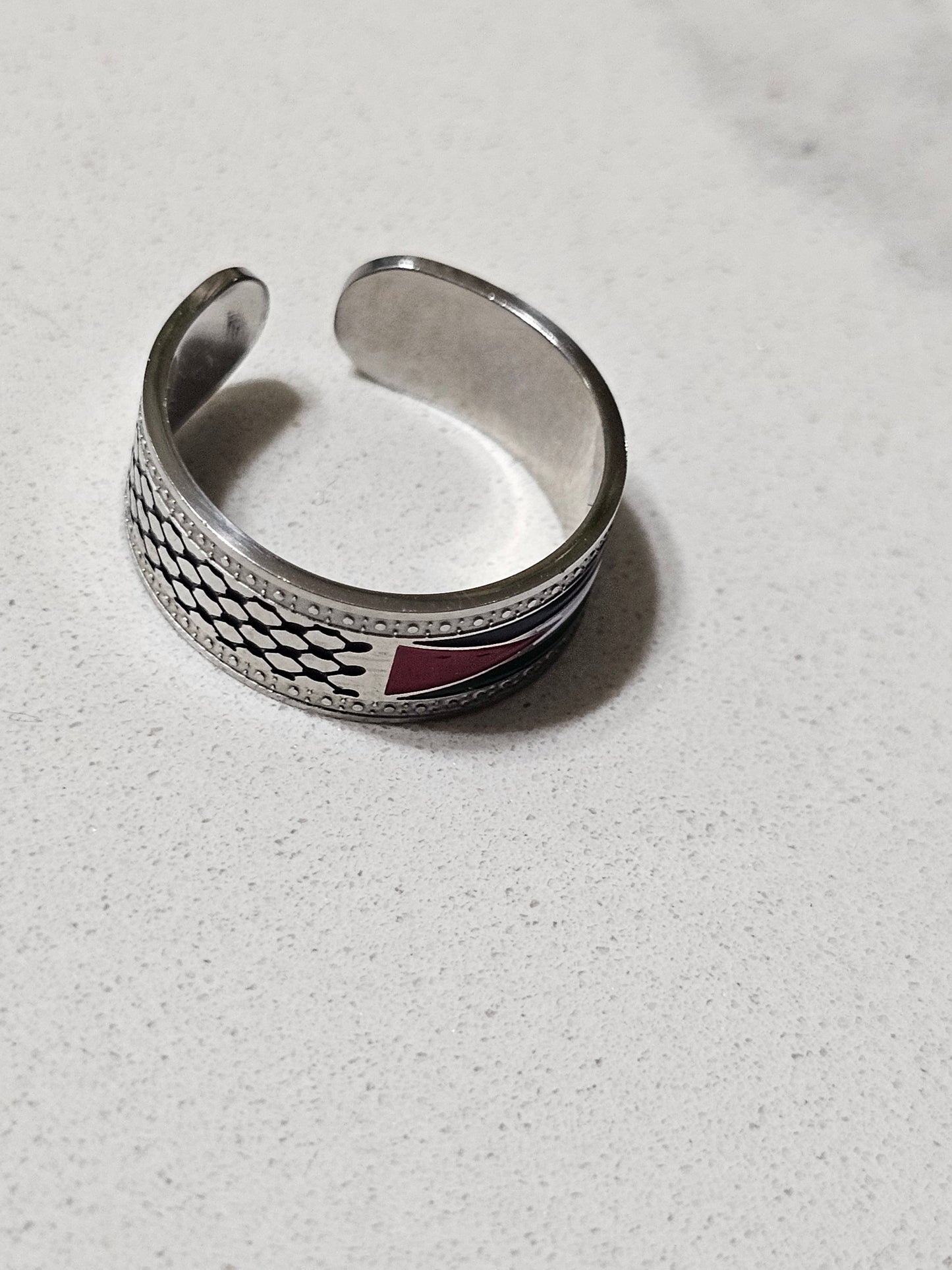 Palestine Flag Adjustable Open Band Ring for Solidarity & Style