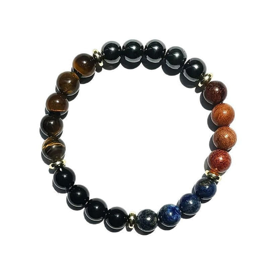Tiger Eye Stone Bracelet with Hematite Lapis Lazuli