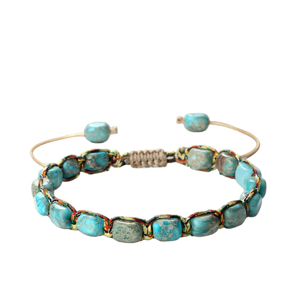Handmade Stone Bracelet - Blue Imperial Jasper