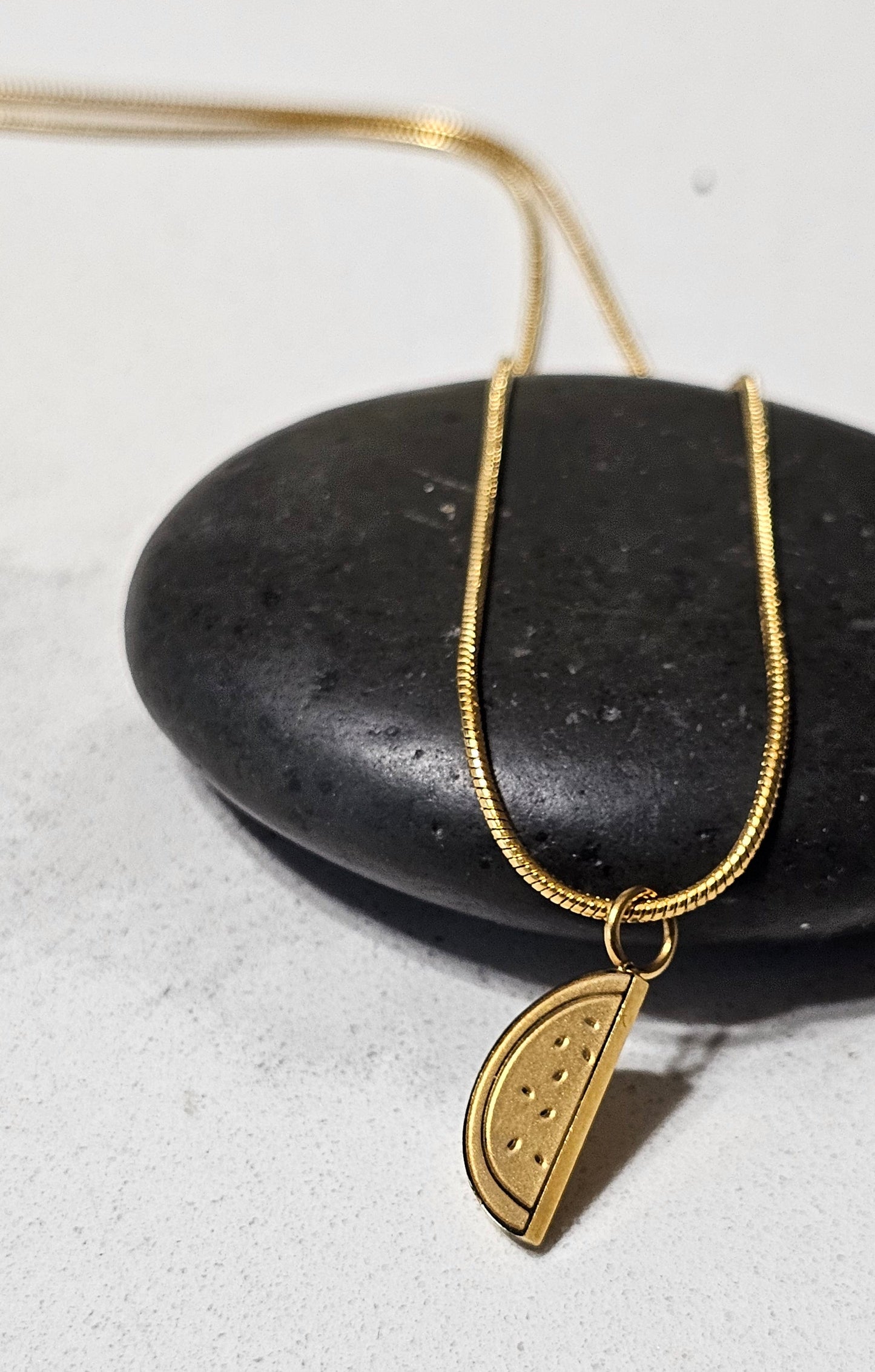 Dainty Watermelon Slice Necklace - Gold, Silver, and midnight Black