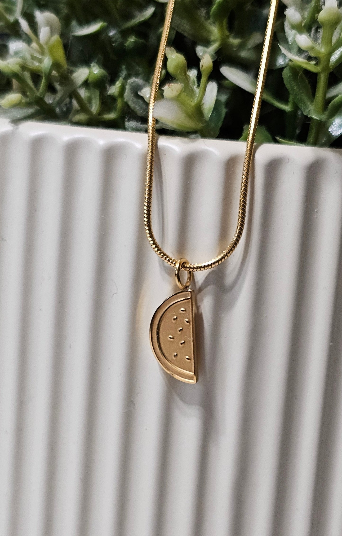 Dainty Watermelon Slice Necklace - Gold, Silver, and midnight Black