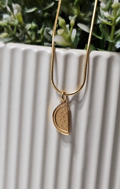 Dainty Watermelon Slice Necklace - Gold, Silver, and midnight Black