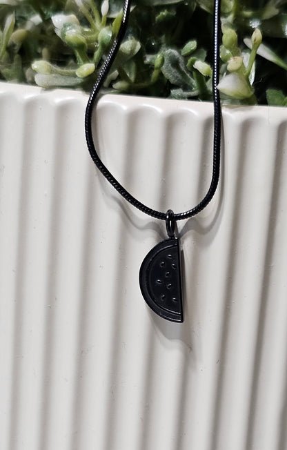 Dainty Watermelon Slice Necklace - Gold, Silver, and midnight Black