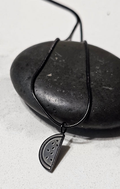 Dainty Watermelon Slice Necklace - Gold, Silver, and midnight Black