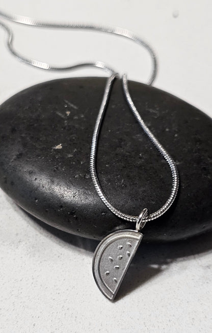 Dainty Watermelon Slice Necklace - Gold, Silver, and midnight Black