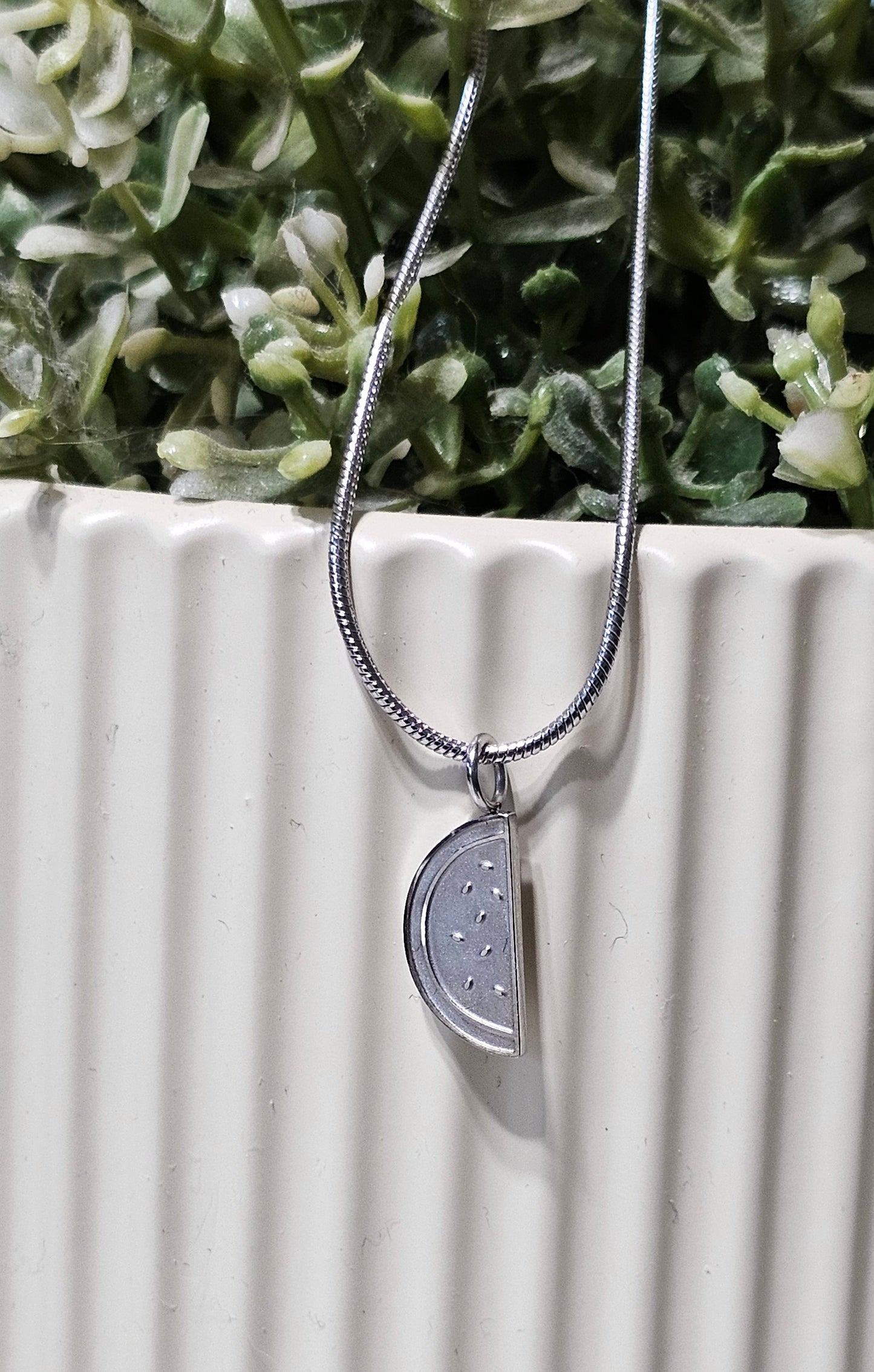 Dainty Watermelon Slice Necklace - Gold, Silver, and midnight Black