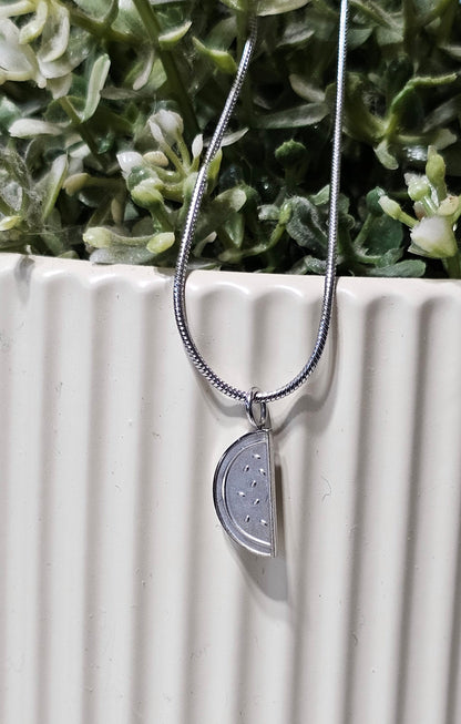 Dainty Watermelon Slice Necklace - Gold, Silver, and midnight Black